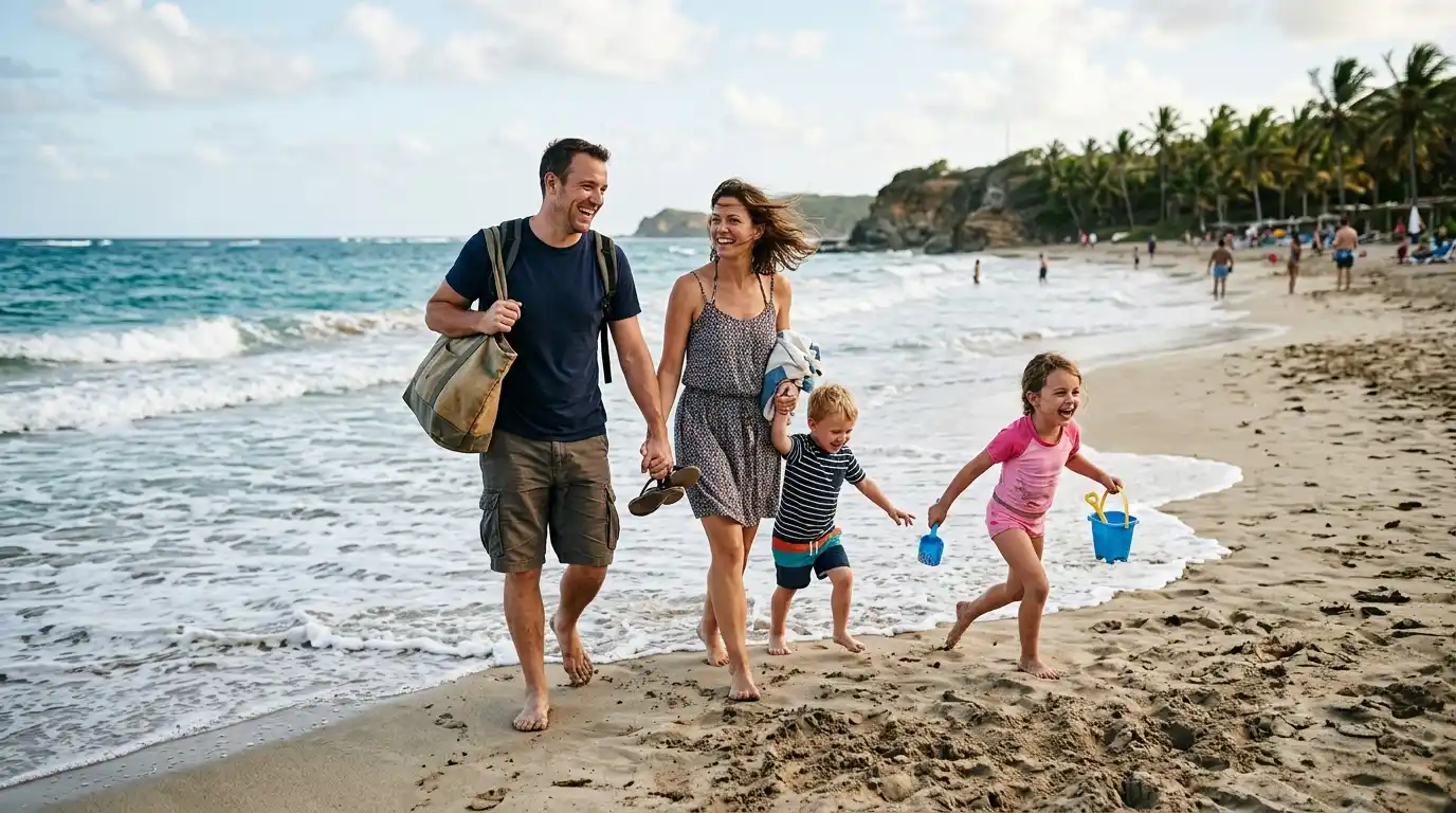 Family Beach Arrival